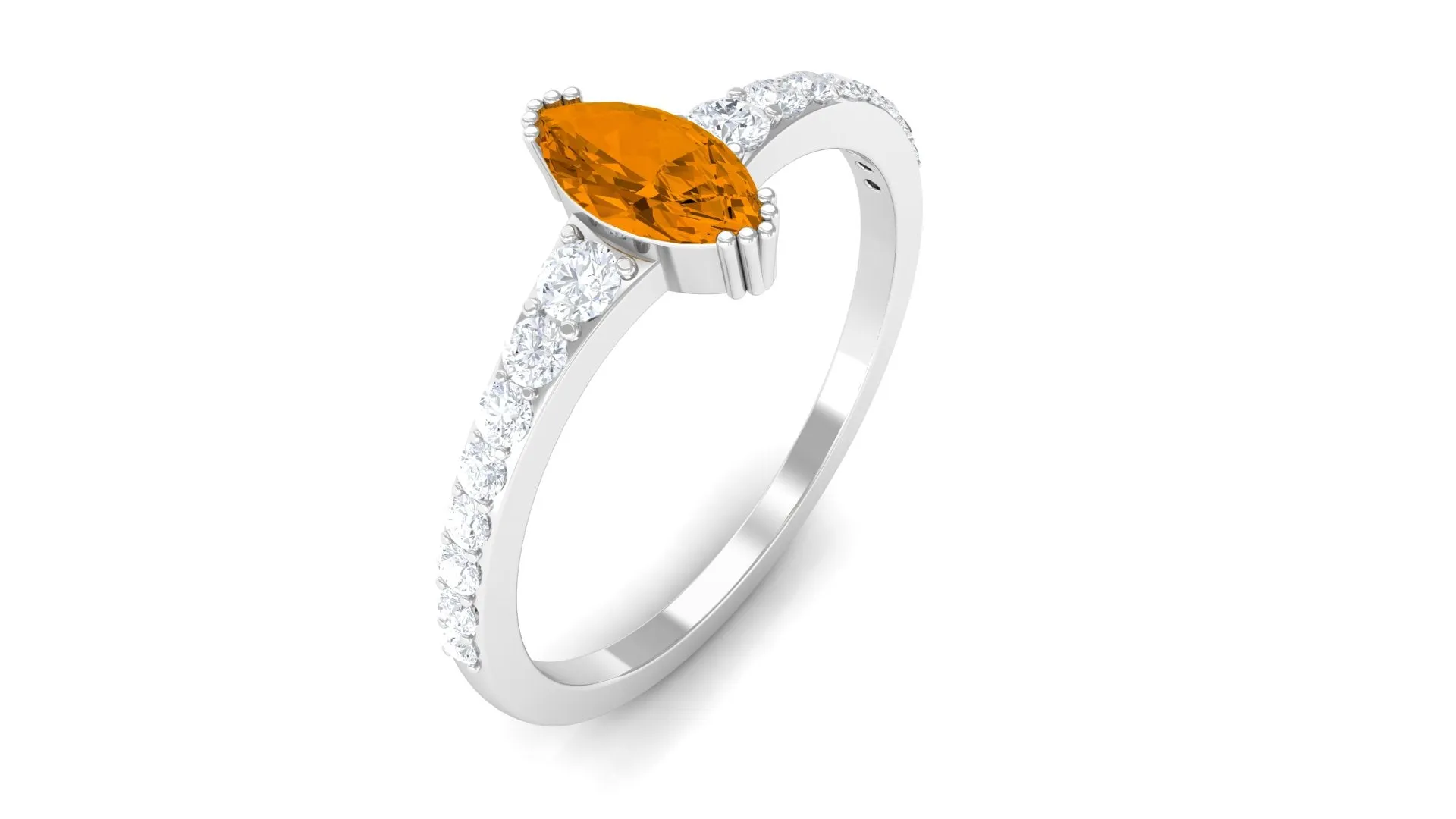 0.75 CT Marquise Cut Citrine Promise Ring with Diamond Stones