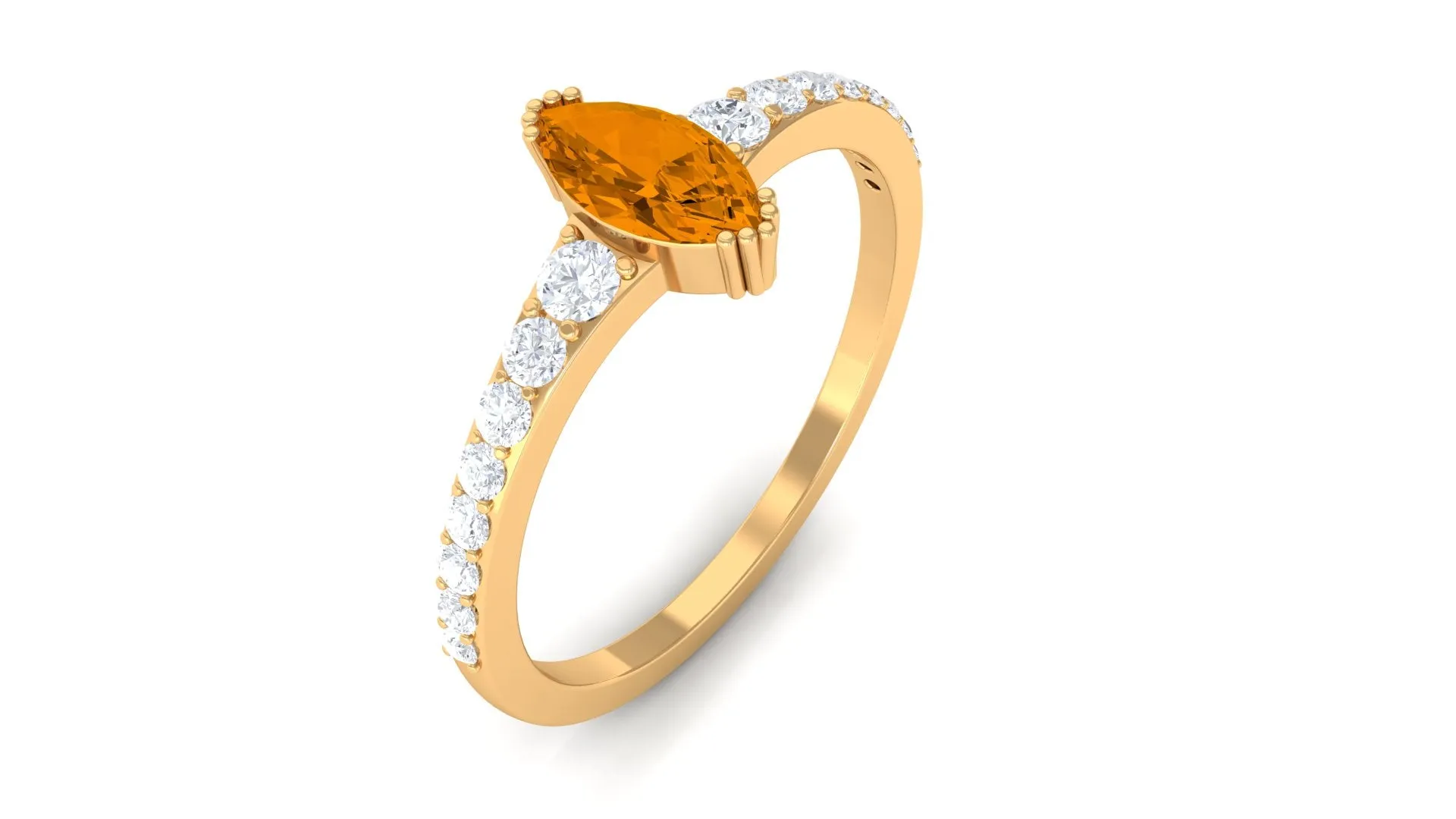 0.75 CT Marquise Cut Citrine Promise Ring with Diamond Stones