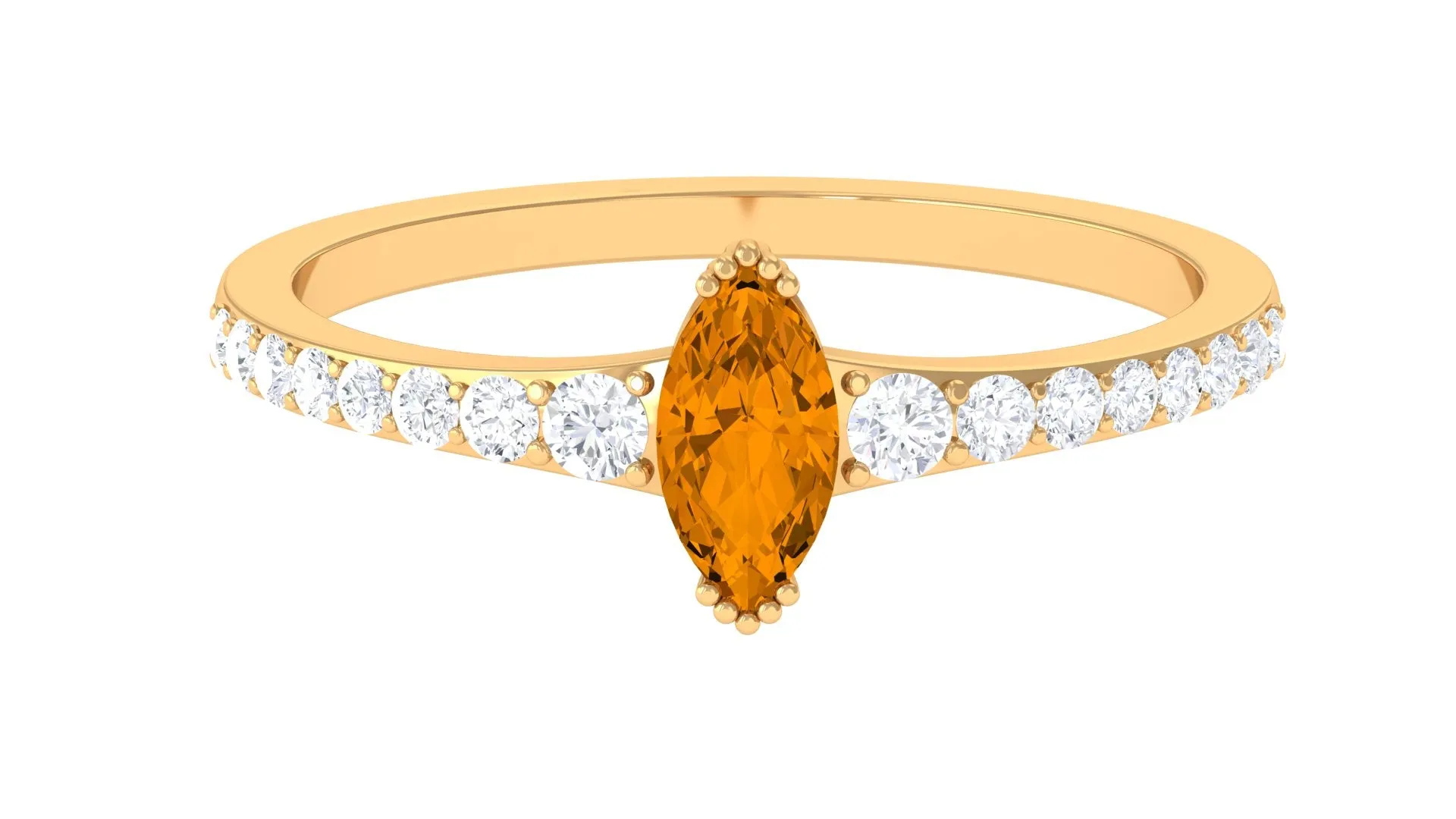 0.75 CT Marquise Cut Citrine Promise Ring with Diamond Stones