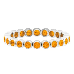 1 CT Bezel Set Orange Sapphire Eternity Ring