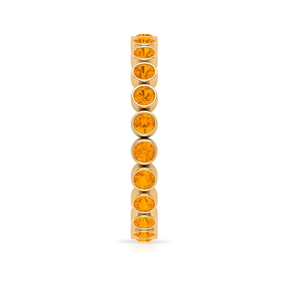 1 CT Bezel Set Orange Sapphire Eternity Ring