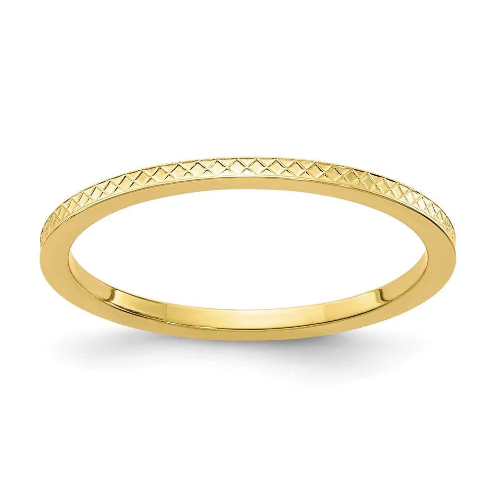 10K Gold 1.2mm Criss-Cross Pattern Stackable Band  | 1STK20-120Y