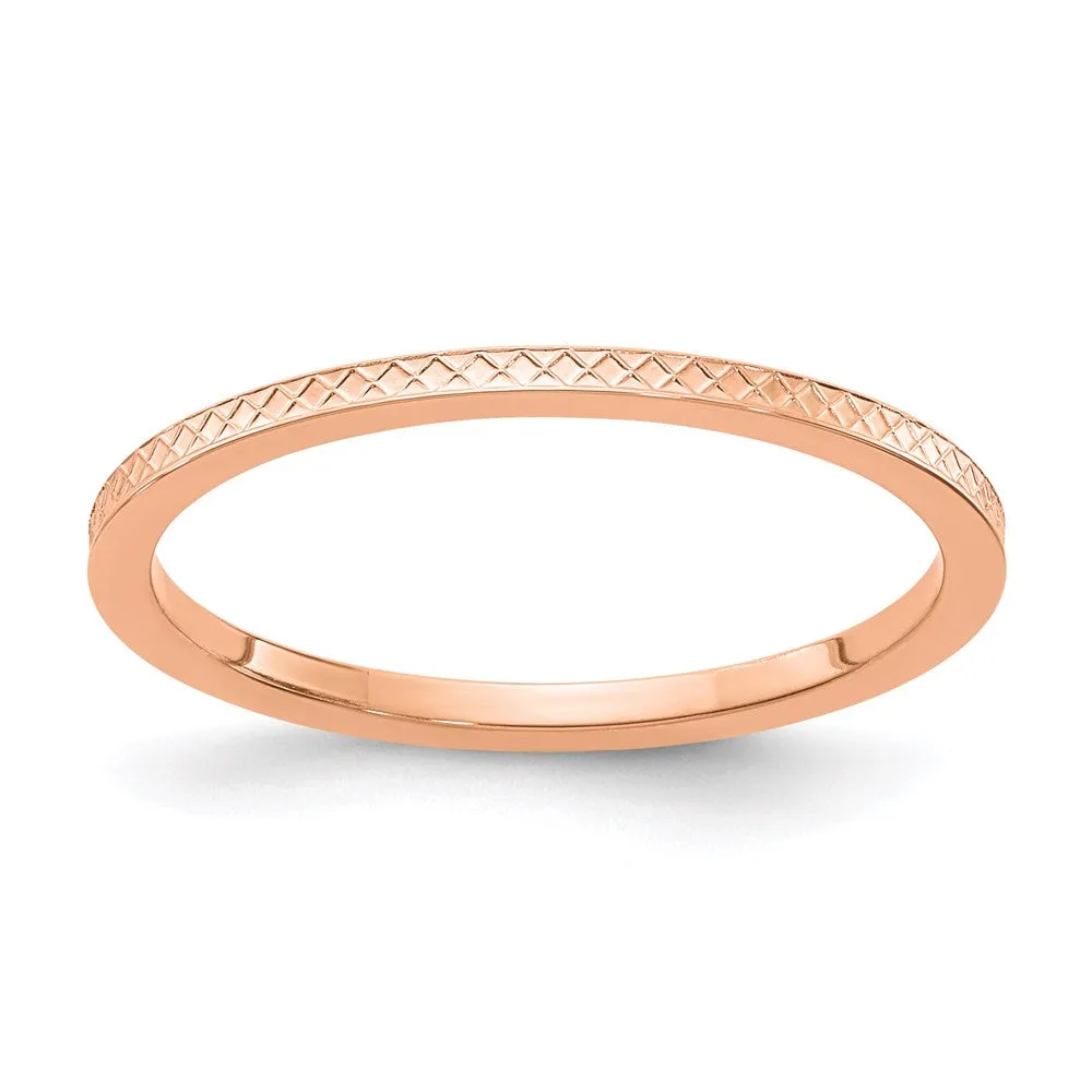 10K Rose Gold 1.2mm Criss-Cross Pattern stackable Band  | 1STK20-120R