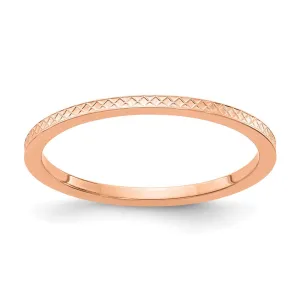 10K Rose Gold 1.2mm Criss-Cross Pattern stackable Band  | 1STK20-120R