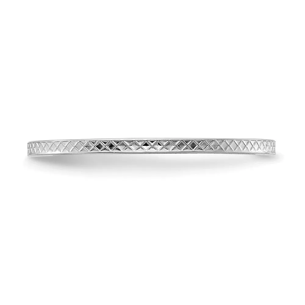 10K White Gold 1.2mm Criss-Cross Pattern Stackable Band | 1STK20-120W