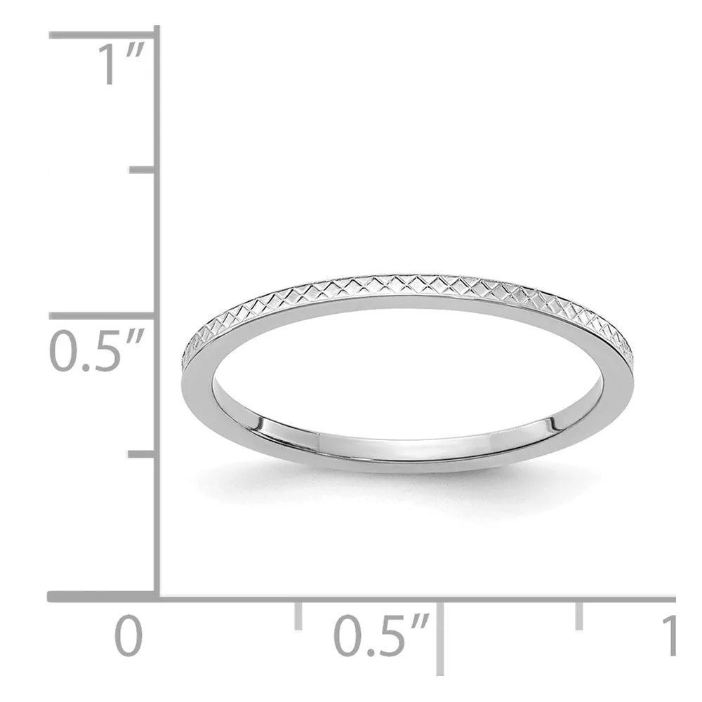 10K White Gold 1.2mm Criss-Cross Pattern Stackable Band | 1STK20-120W