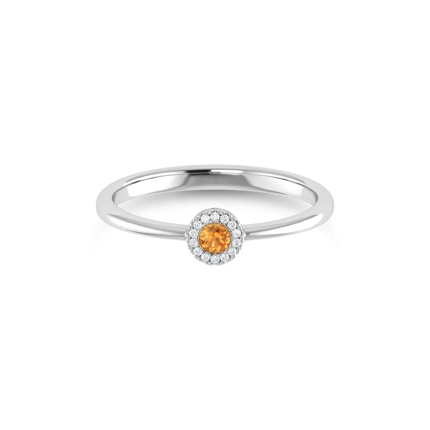 14K Gold Diamond & Citrine Ring