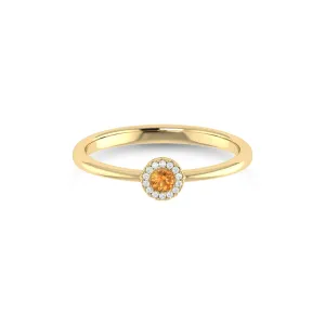 14K Gold Diamond & Citrine Ring