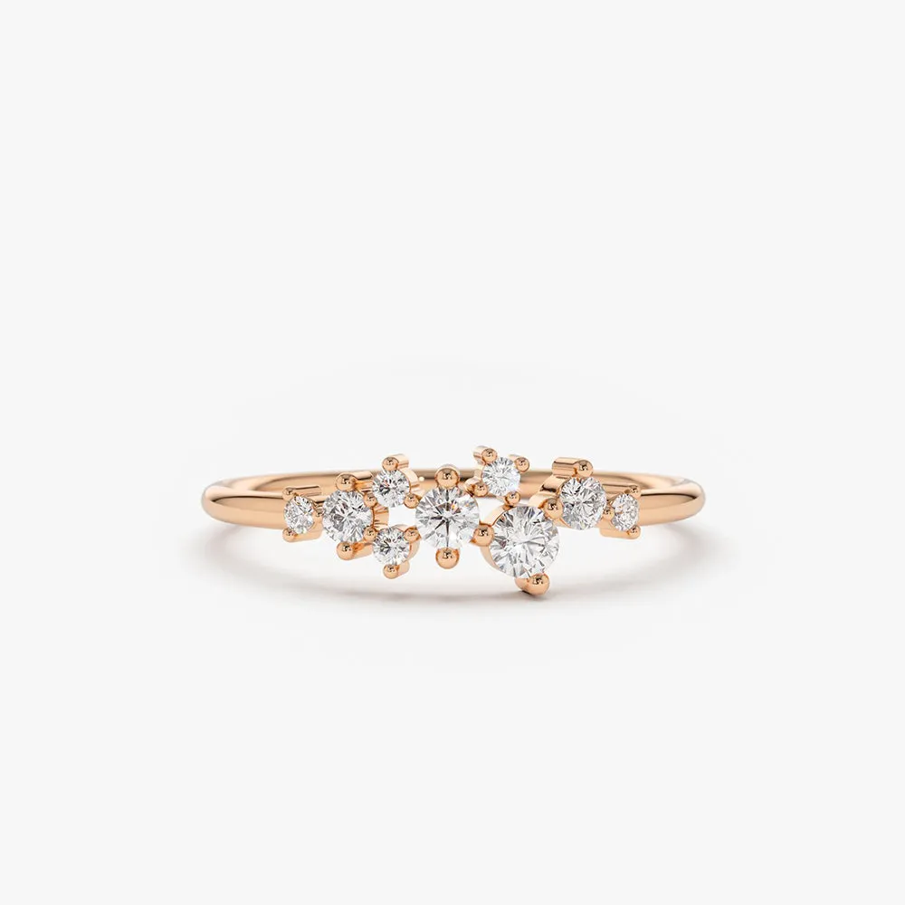 14k Gold Diamond Cluster Ring