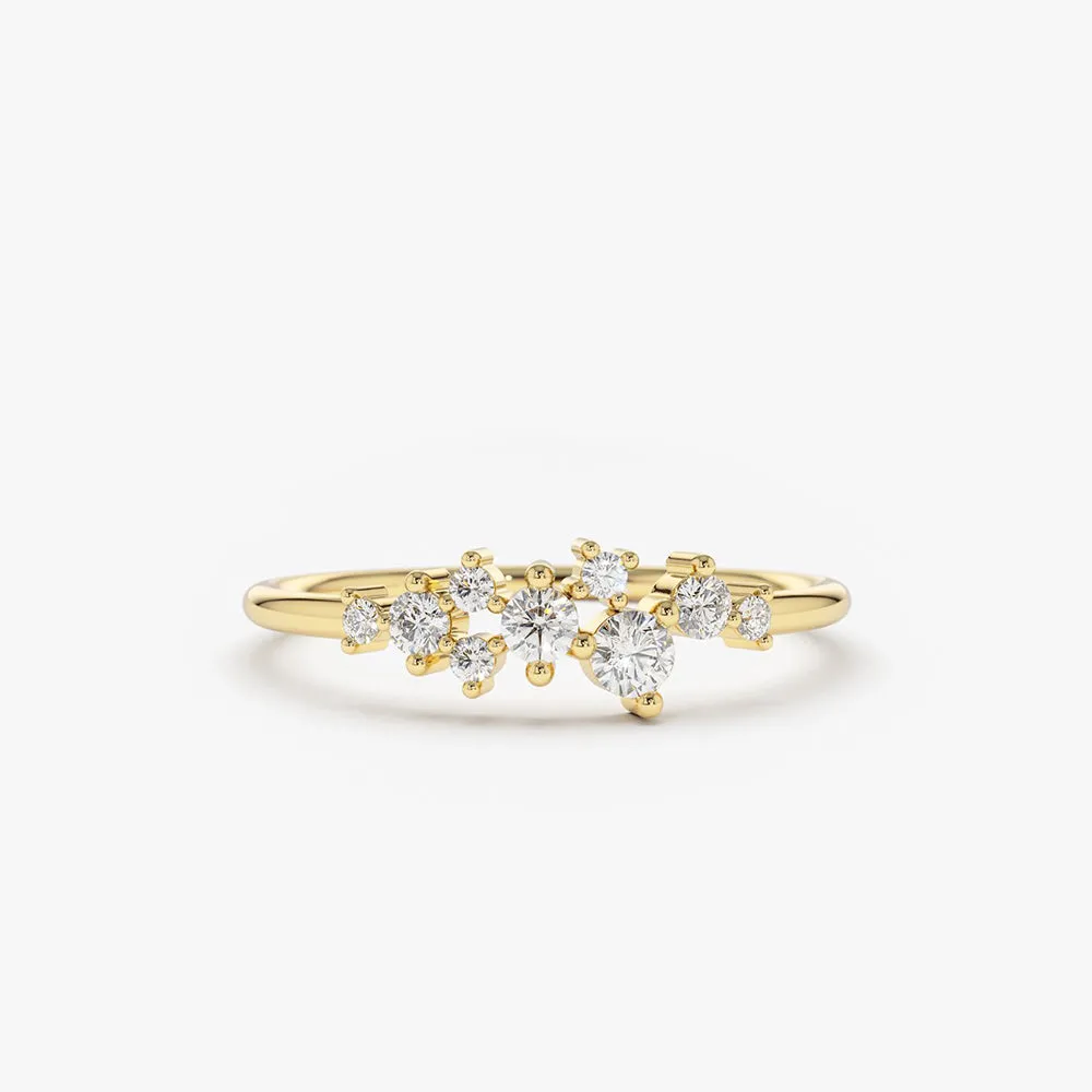 14k Gold Diamond Cluster Ring