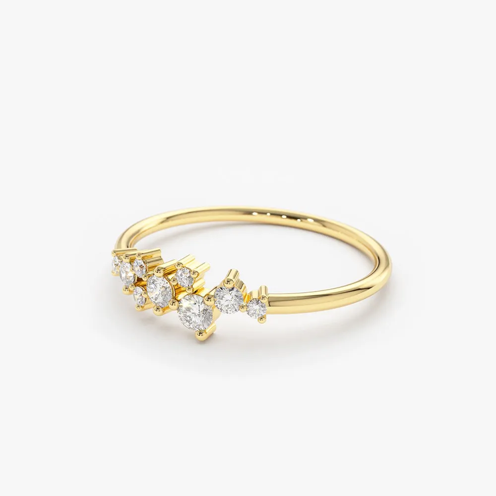 14k Gold Diamond Cluster Ring