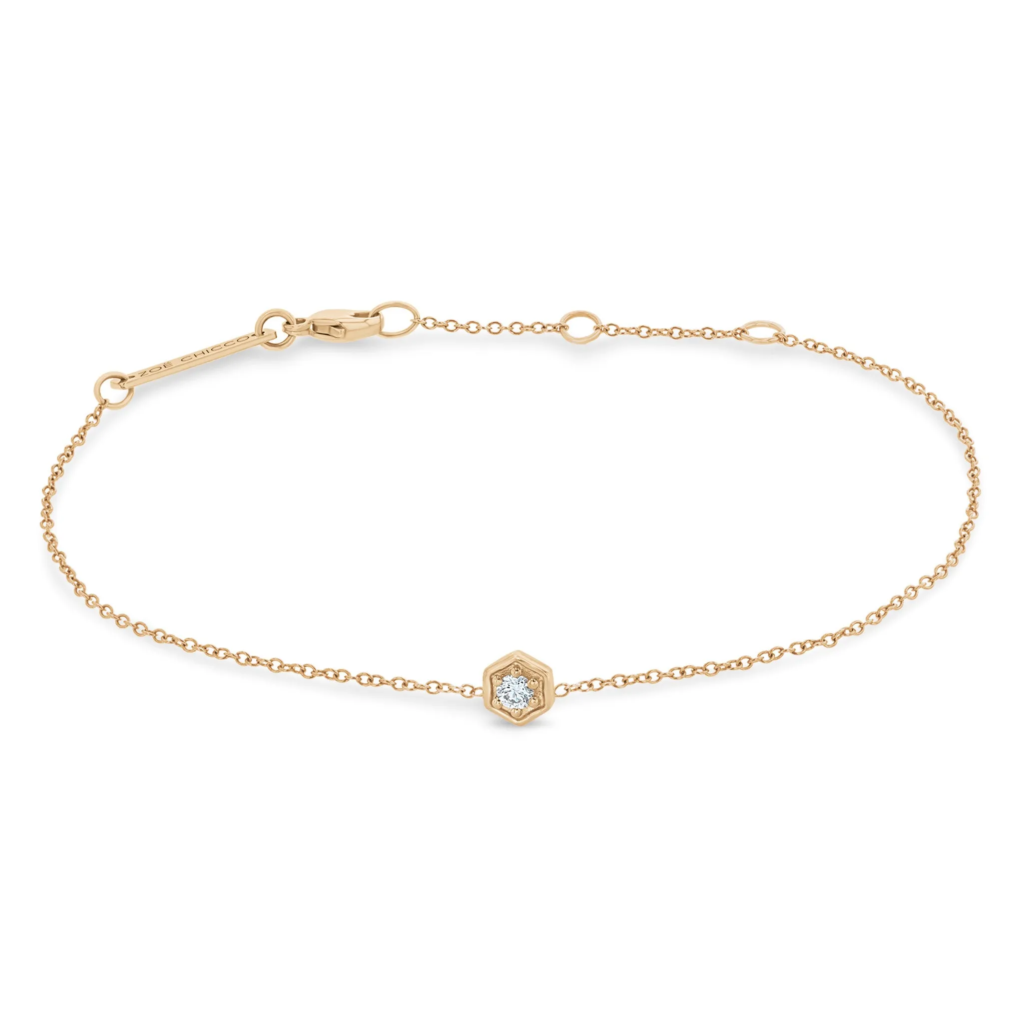 14k Gold Diamond Hexagon Bracelet