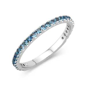 14K White Gold 0.66cttw. Blue Zircon Stackable Birthstone Ring - December