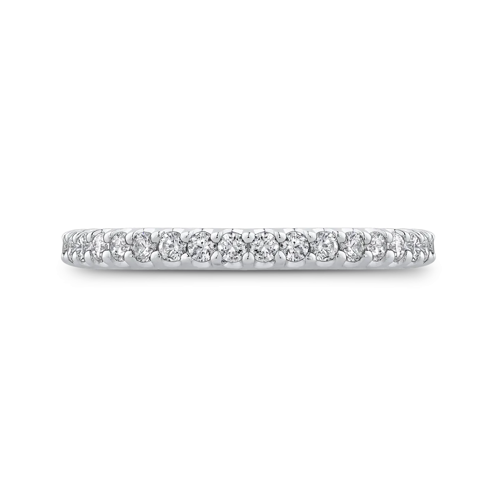 14K White Gold Round Diamond Half Eternity Wedding Band