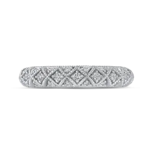 14K White Gold Round Diamond Half Eternity Wedding Band