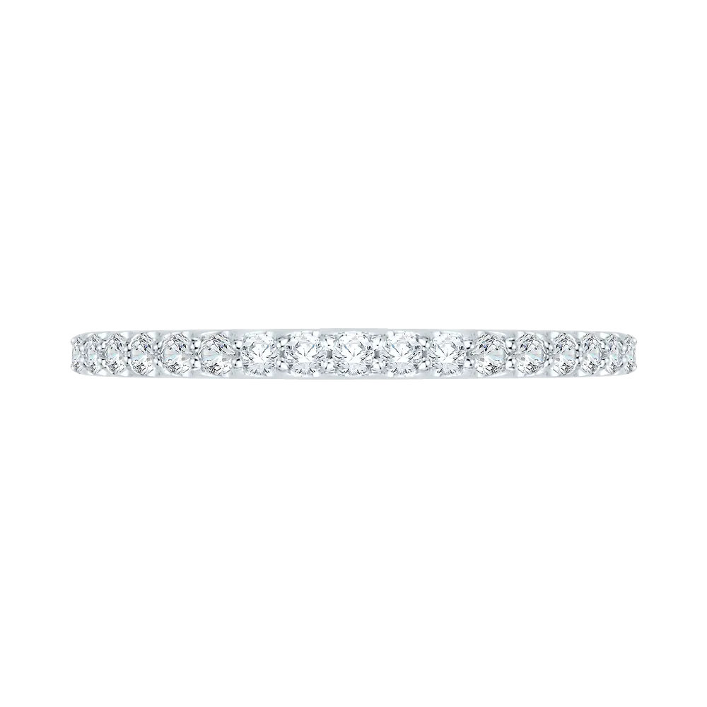 14K White Gold Round Diamond Half Eternity Wedding Band