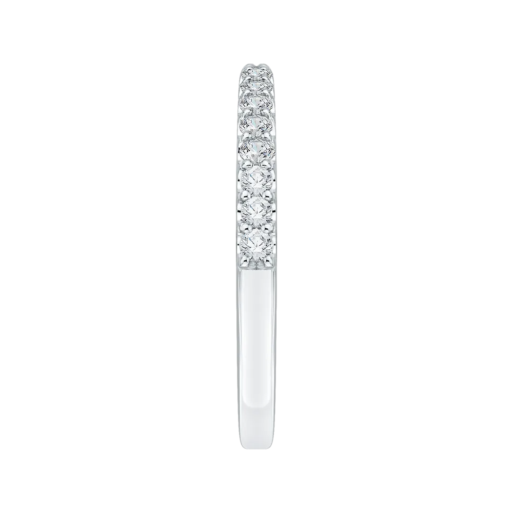 14K White Gold Round Diamond Half Eternity Wedding Band