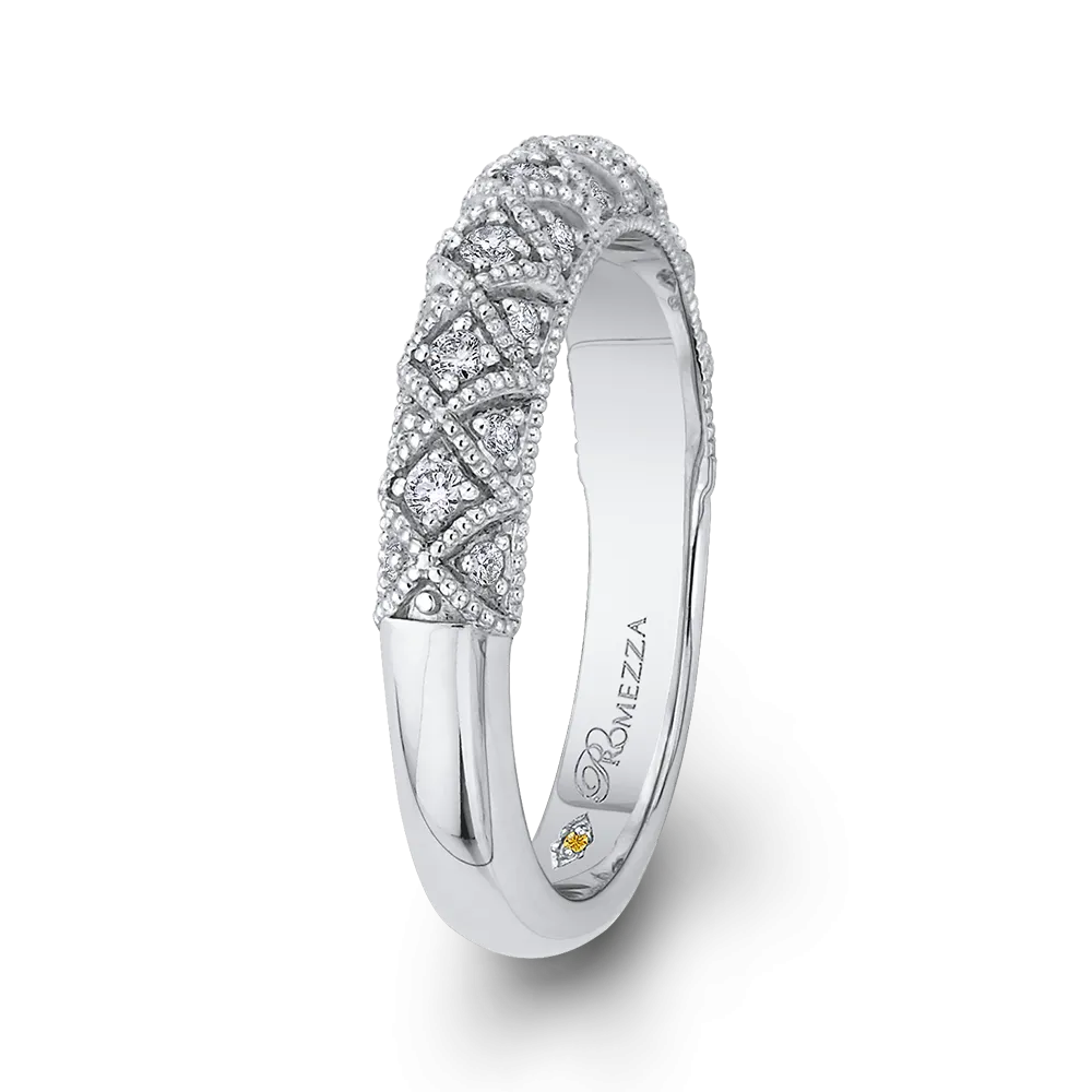 14K White Gold Round Diamond Half Eternity Wedding Band