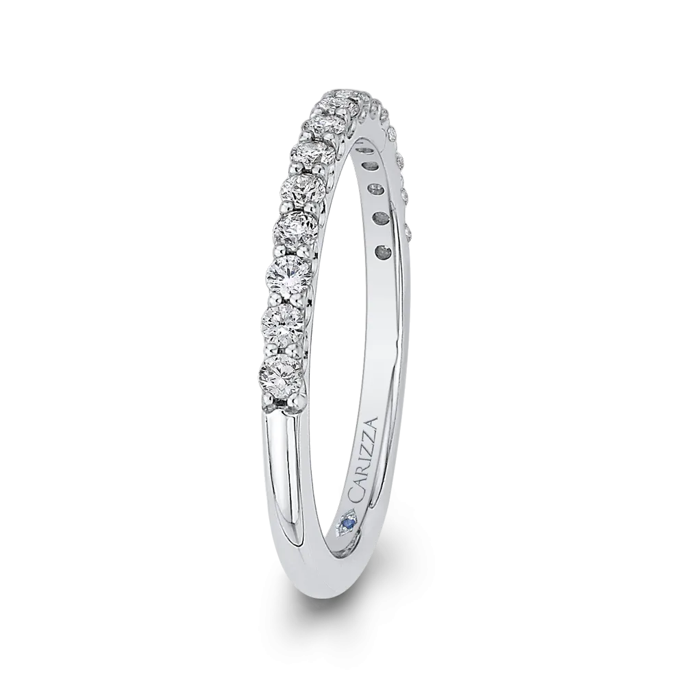 14K White Gold Round Diamond Half Eternity Wedding Band