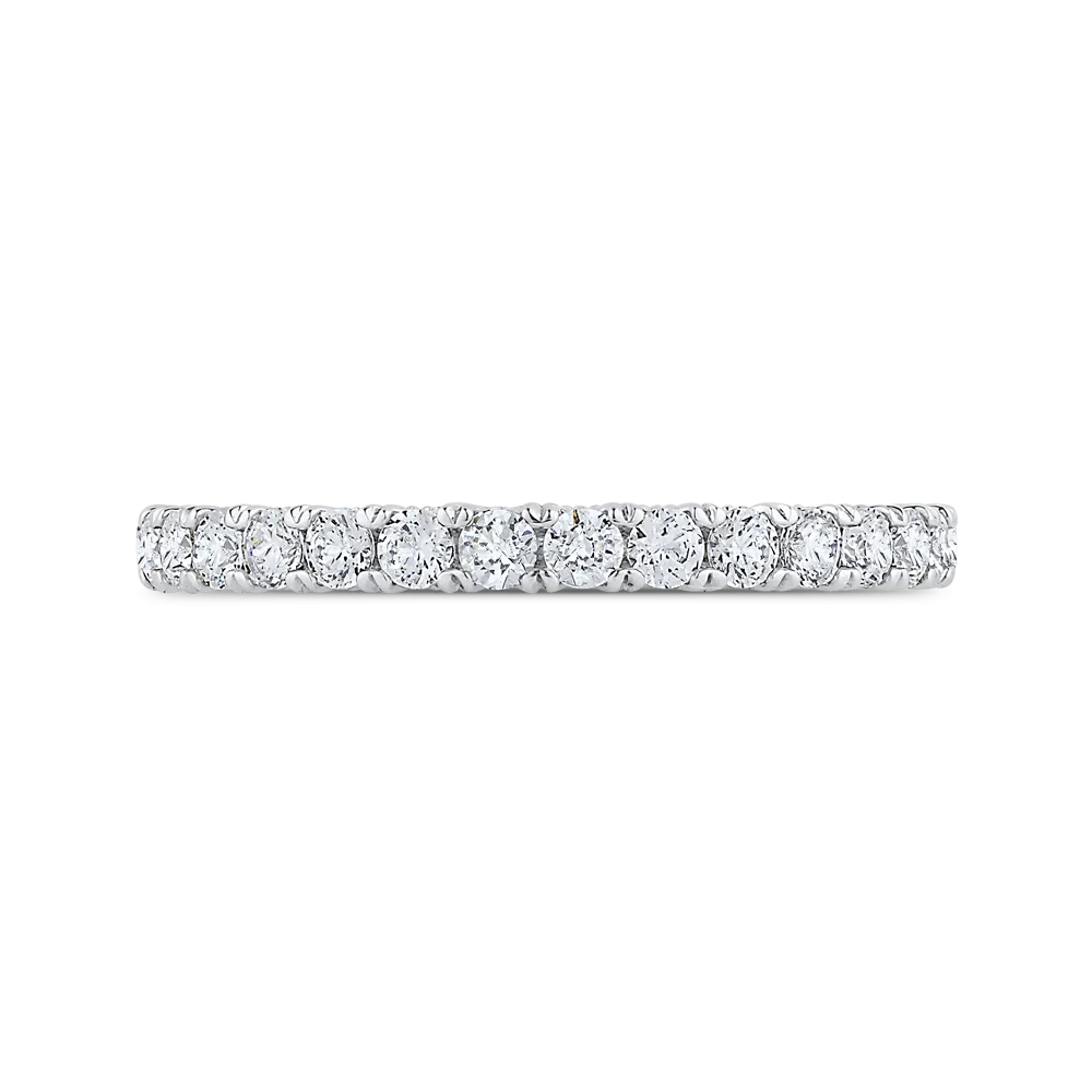 14K White Gold Round Diamond Half Eternity Wedding Band