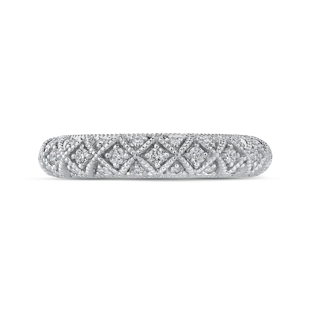 14K White Gold Round Diamond Half Eternity Wedding Band