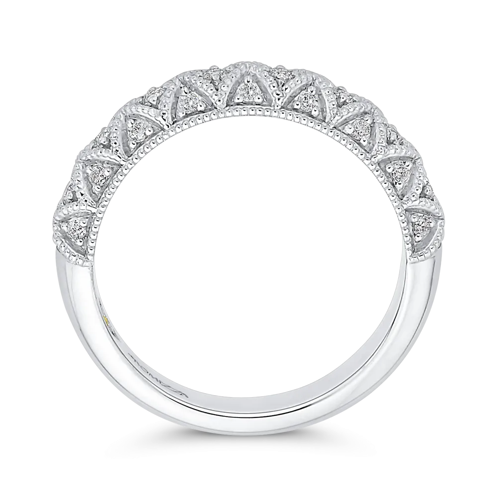 14K White Gold Round Diamond Half Eternity Wedding Band