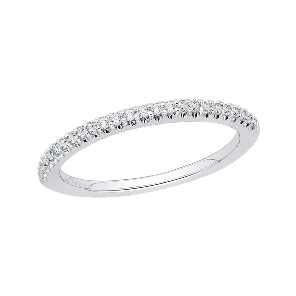 14K White Gold Round Diamond Half Eternity Wedding Band