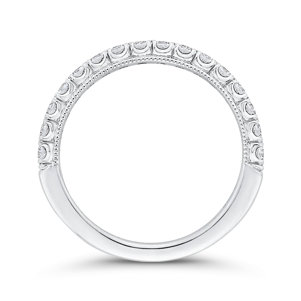 14K White Gold Round Diamond Half Eternity Wedding Band