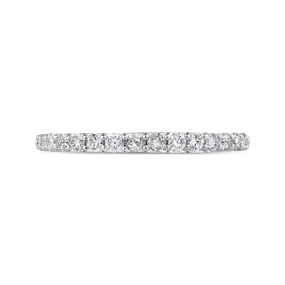 14K White Gold Round Diamond Half Eternity Wedding Band