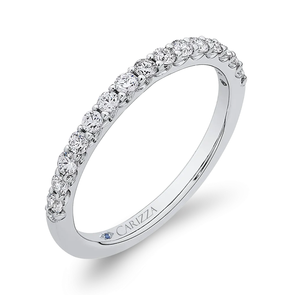 14K White Gold Round Diamond Half Eternity Wedding Band