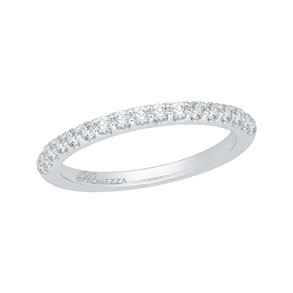 14K White Gold Round Diamond Half Eternity Wedding Band