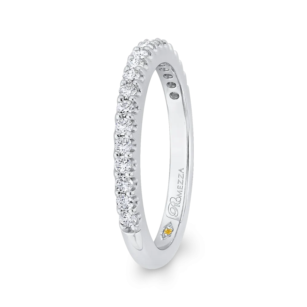 14K White Gold Round Diamond Half Eternity Wedding Band