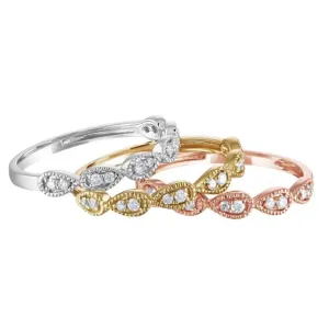 14K White, Rose, or Yellow Gold Milgrain Stackable Band