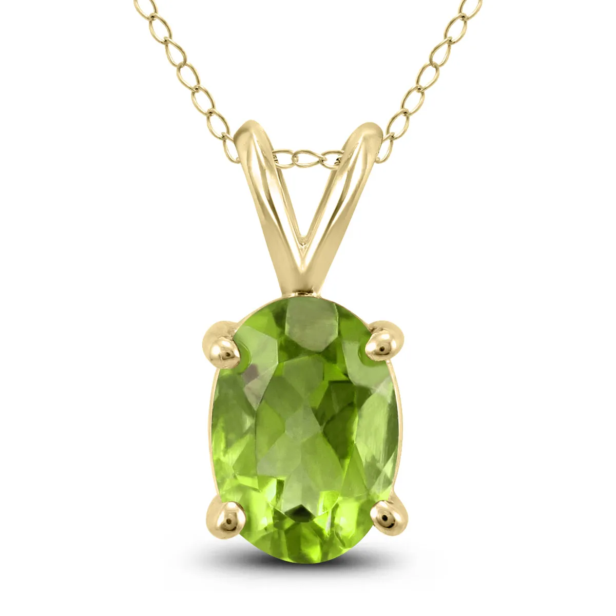 14K Yellow Gold 8X6Mm Oval Peridot Pendant