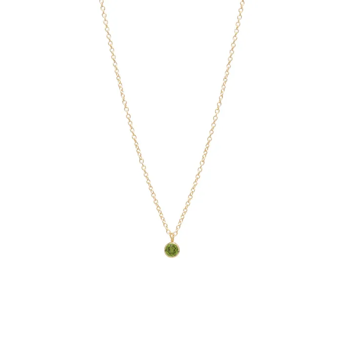 14K Yellow Gold Bezel Set Peridot Pendant