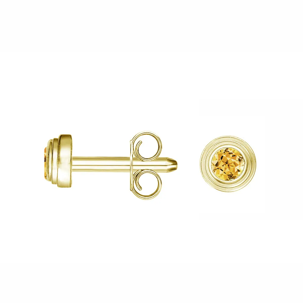 14K Yellow Gold Citrine Birthstone Stud Earrings