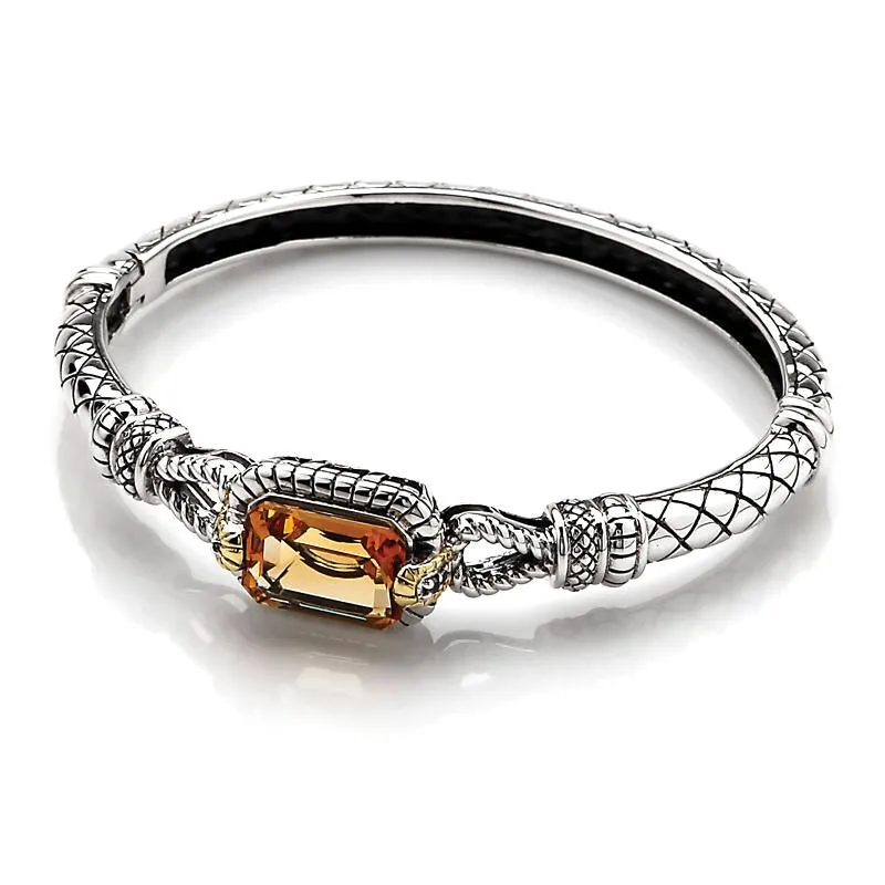 14Kt/Silver Citrine and Diamond Bangle (141BG111265CTDM)