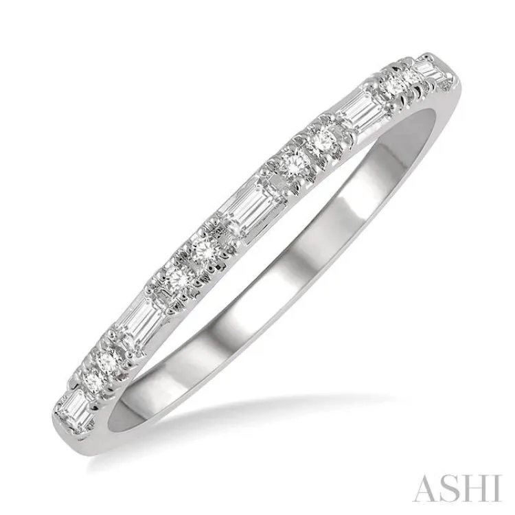 1/6 ctw Baguette and Round Cut Diamond Stack Band in 14K White Gold