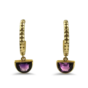 1870 Collection 14K Yellow Gold Amethyst Half-Moon Drop Hoop Earrings