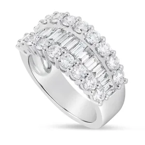 18K White Gold 2.57ctw Baguette Diamond Half Eternity Ring