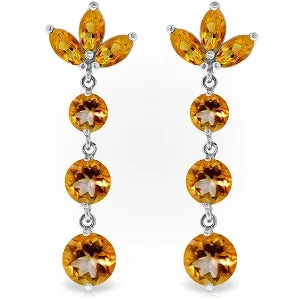 8.7 Carat 14K Solid White Gold Dangling Earrings Natural Citrine