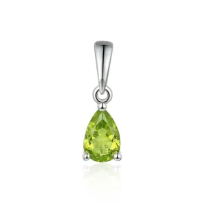 9ct White Gold 0.43ct Pear Cut Peridot Necklace