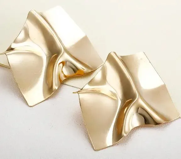 A&A Vintage Golden Square Statement Earrings