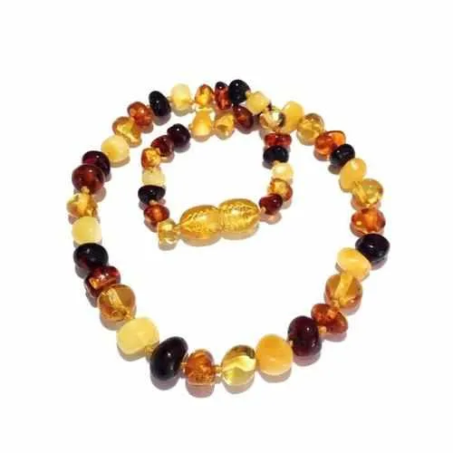 Adult Pebble Beach Polished Mixed Baltic Amber Anklet