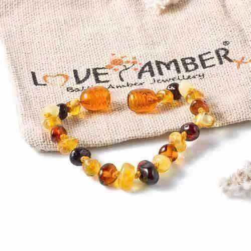 Adult Pebble Beach Polished Mixed Baltic Amber Anklet