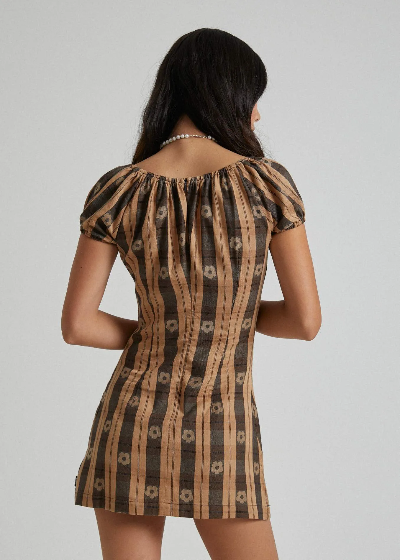 Afends Womens Poppy Check - Dress - Black & Tan