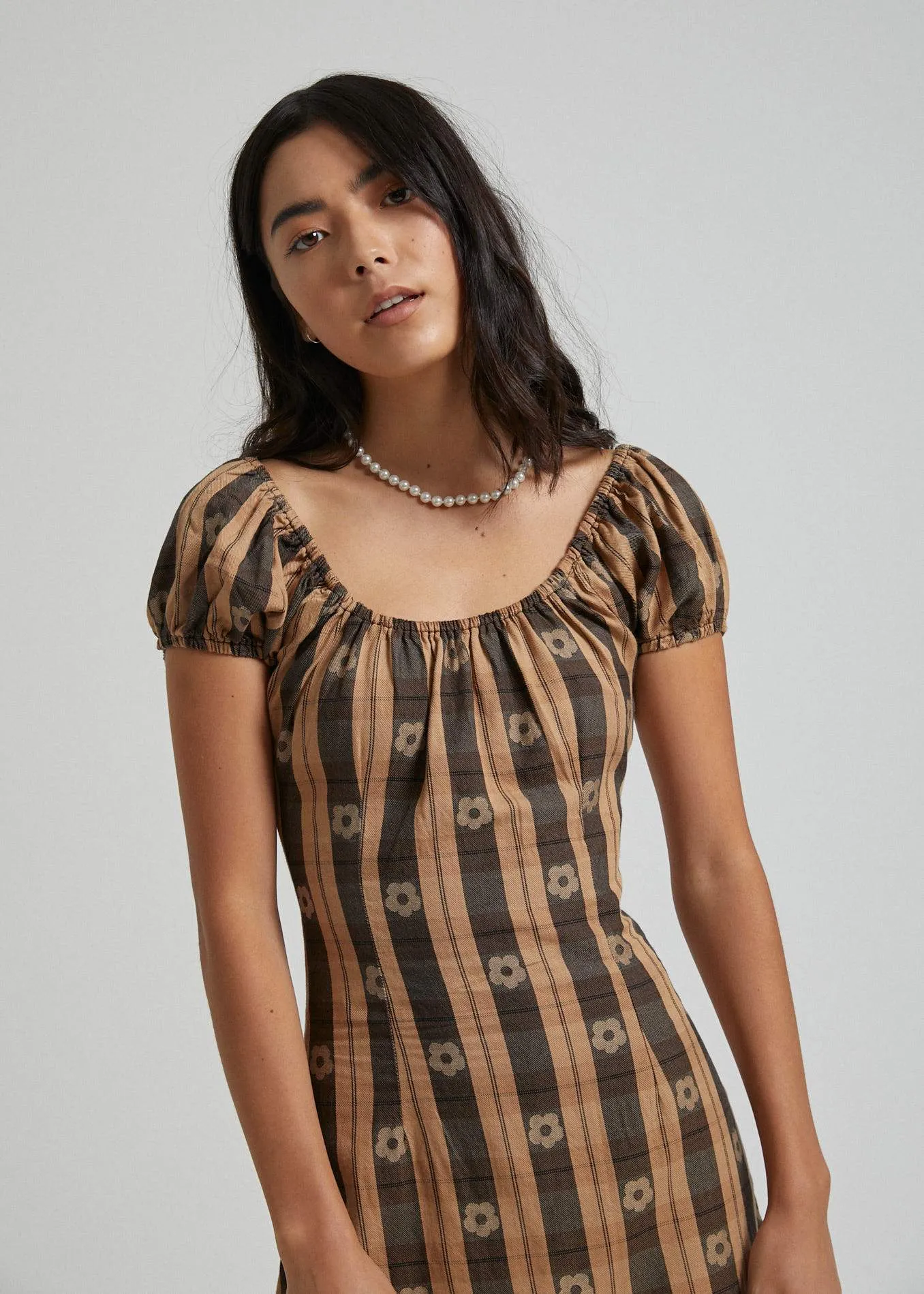 Afends Womens Poppy Check - Dress - Black & Tan