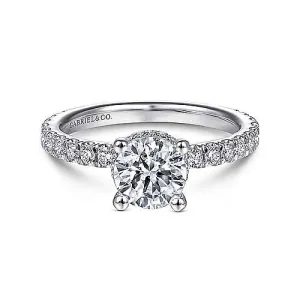 Alina - 14K White Gold Hidden Halo Round Diamond Engagement Ring