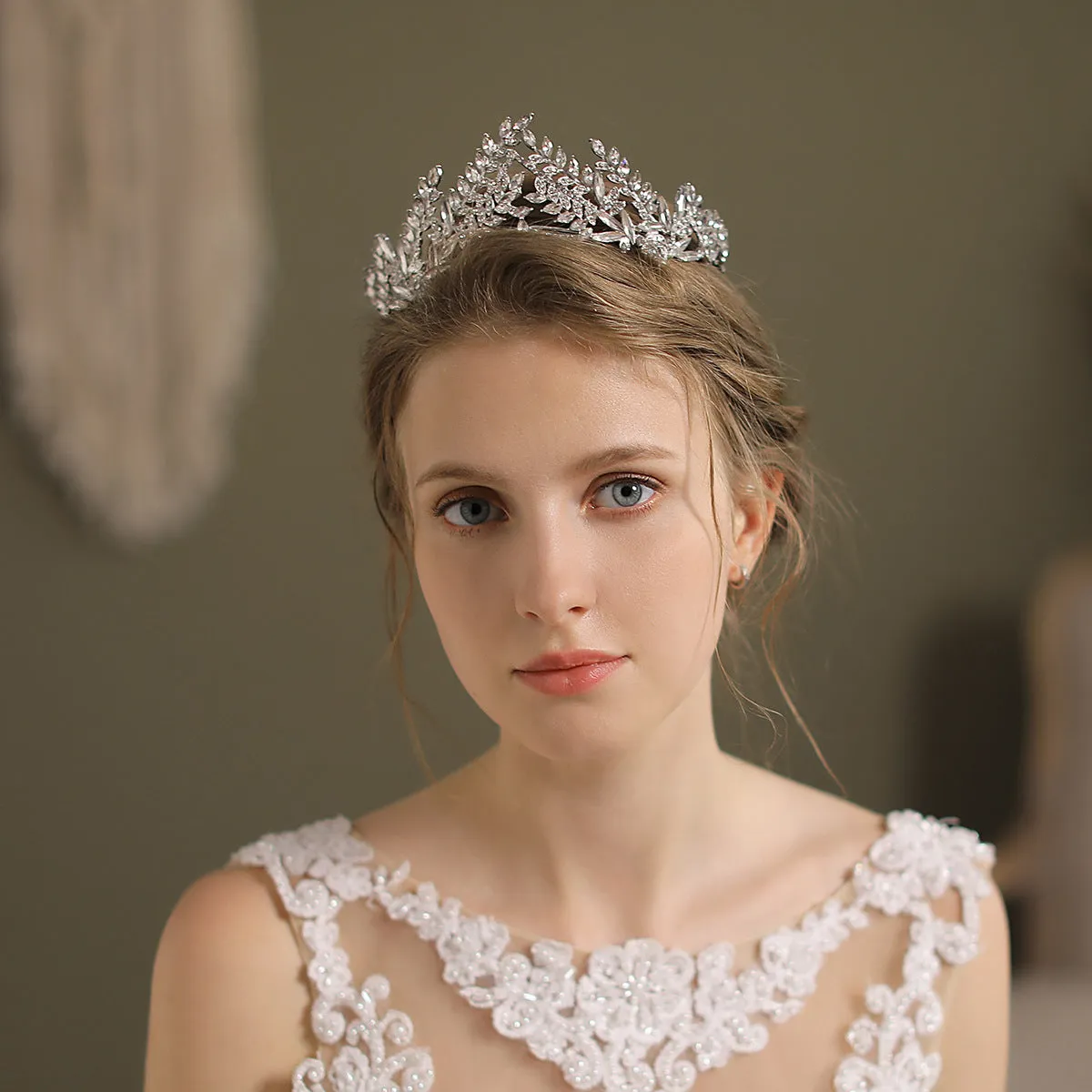 Arched Crystal Leaves Wedding Tiara