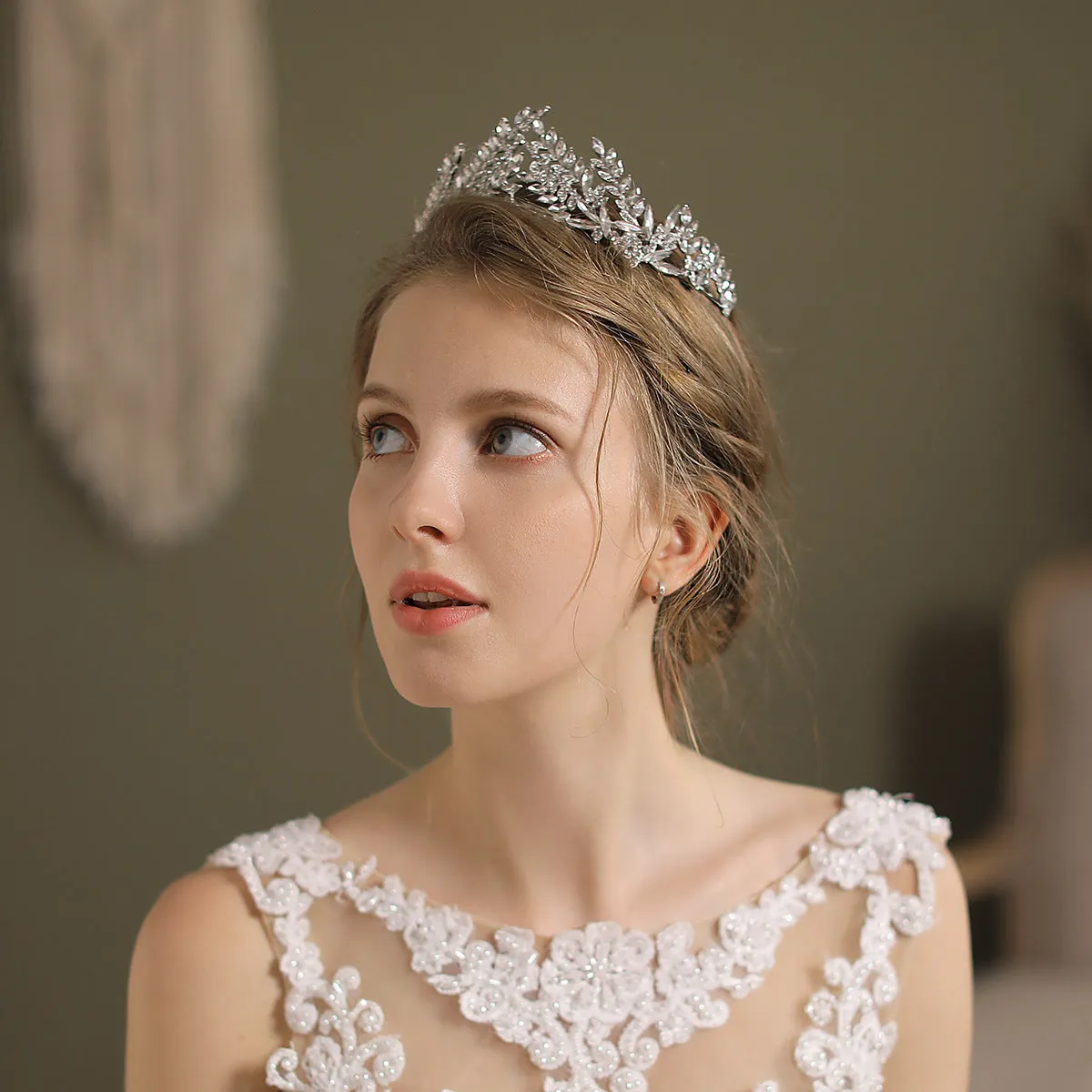 Arched Crystal Leaves Wedding Tiara